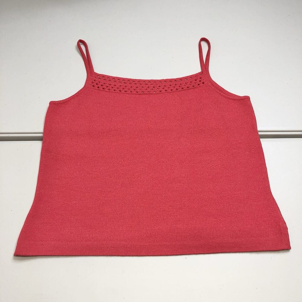 St. John Santana Knit Hot Pink Cami Tank Top Luxury Size L